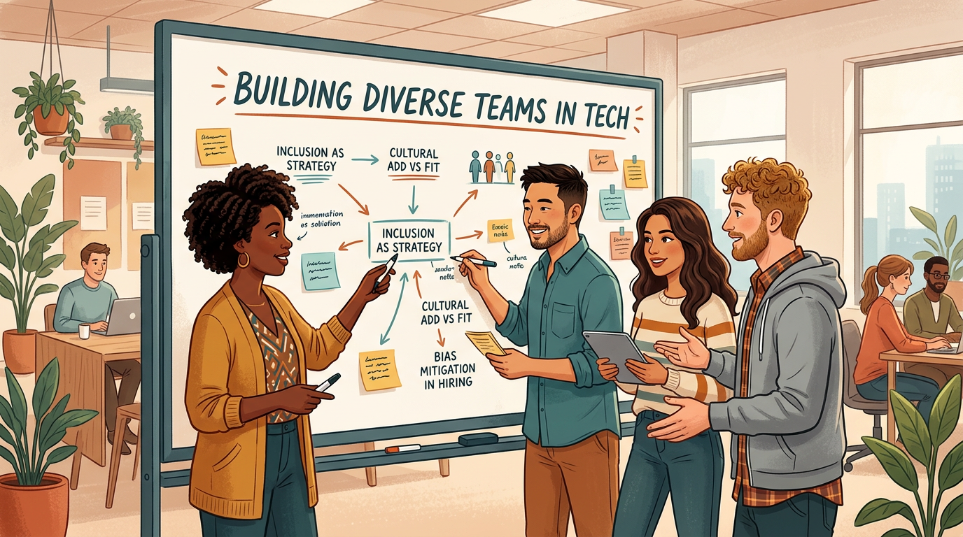 Diverse veteran team collaborating on tech projects