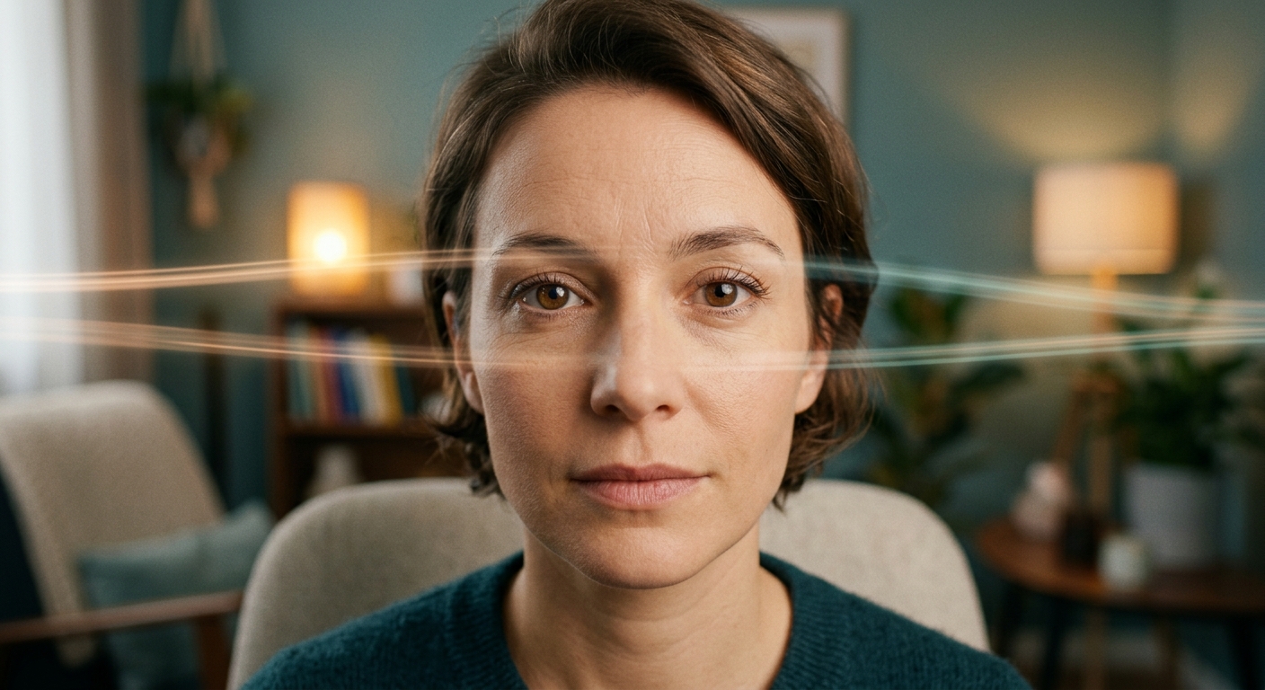 Visualization of EMDR bilateral stimulation therapy concept with horizontal eye movement patterns