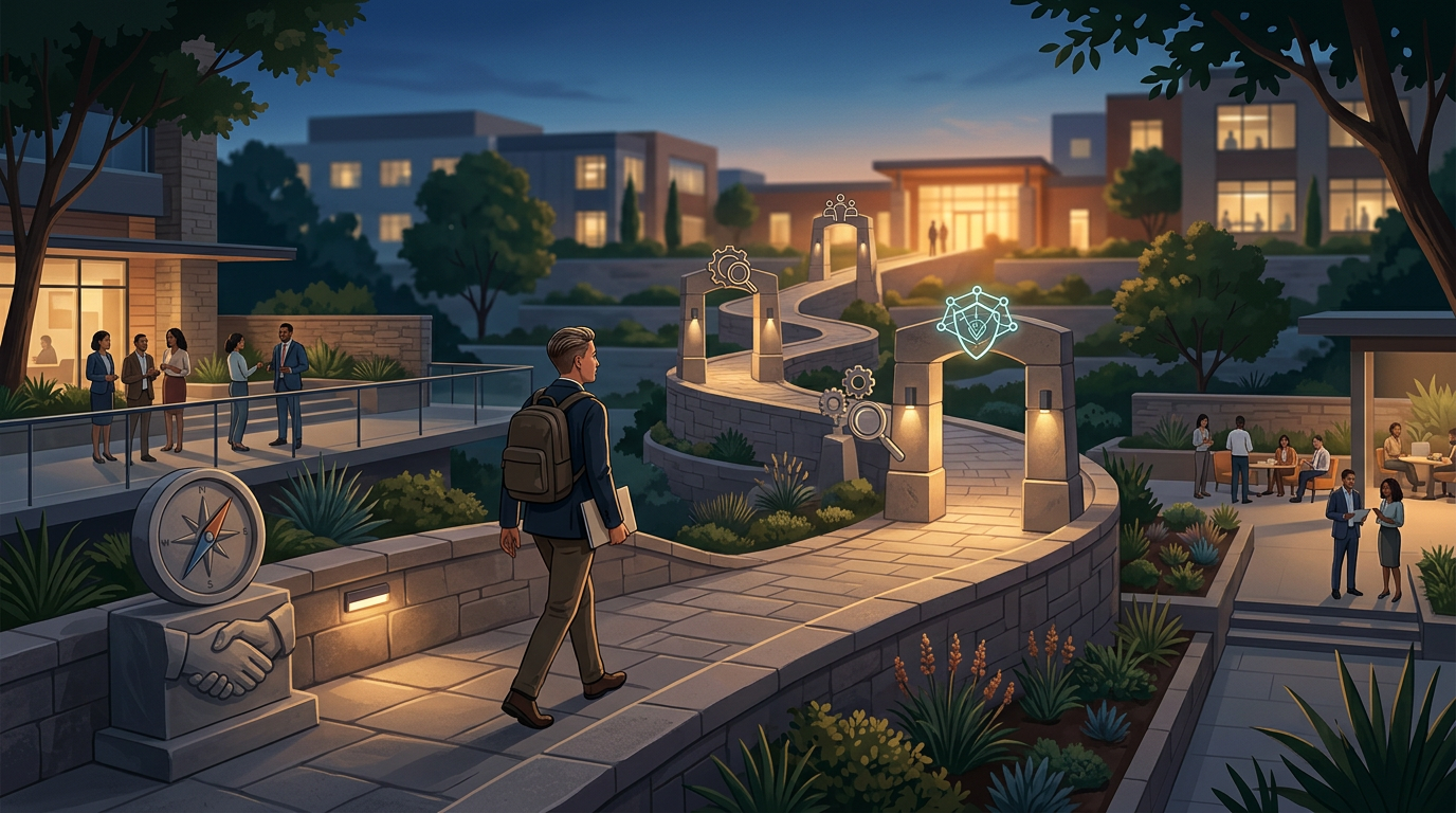 Career roadmap showing AI-resilient roles and veteran advancement milestones